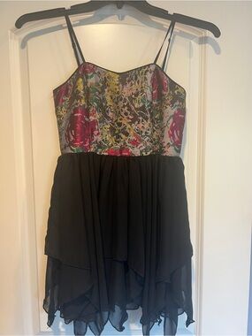 Un Deux Trois Black Evening Dress with Spaghetti Straps